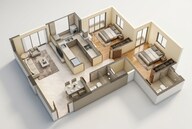 Floor plan of 2 BHK 731 Sq. Ft. Apartment in Rustomjee Stella, Mumbai