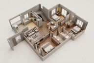 Floor plan of 3 BHK 861 Sq. Ft. Apartment in Rustomjee Stella, Mumbai