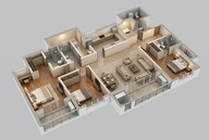 Floor plan of 3 BHK 2435 Sq. Ft. Apartment in Godrej Woodscapes, Bangalore
