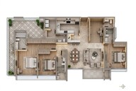 Floor plan of 4 BHK 1612 Sq. Ft. Apartment in K Raheja Amaltis, Mumbai