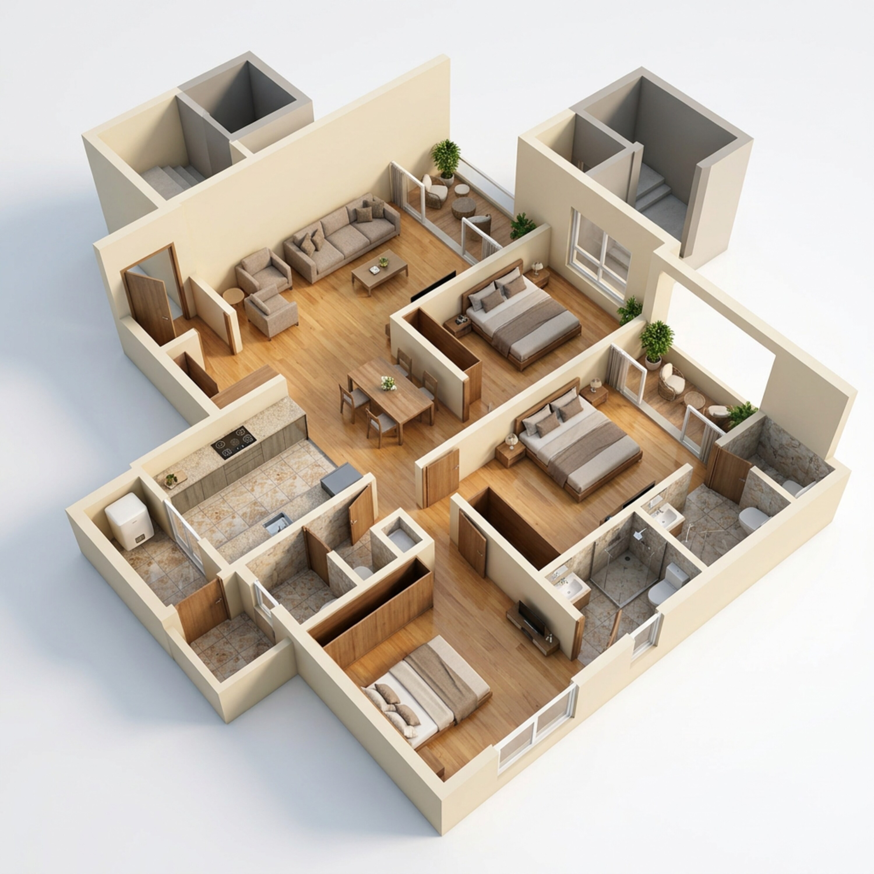 Floor plan of 3 BHK 1134 Sq. Ft. Apartment in Mantra Magnus, Pune