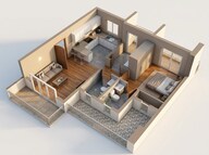 Floor plan of 1 BHK 388 Sq. Ft. Apartment in JP Codename StarLife, Thane