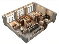 Floor plan of 2 BHK 702 Sq. Ft. Apartment in JP Codename StarLife, Thane