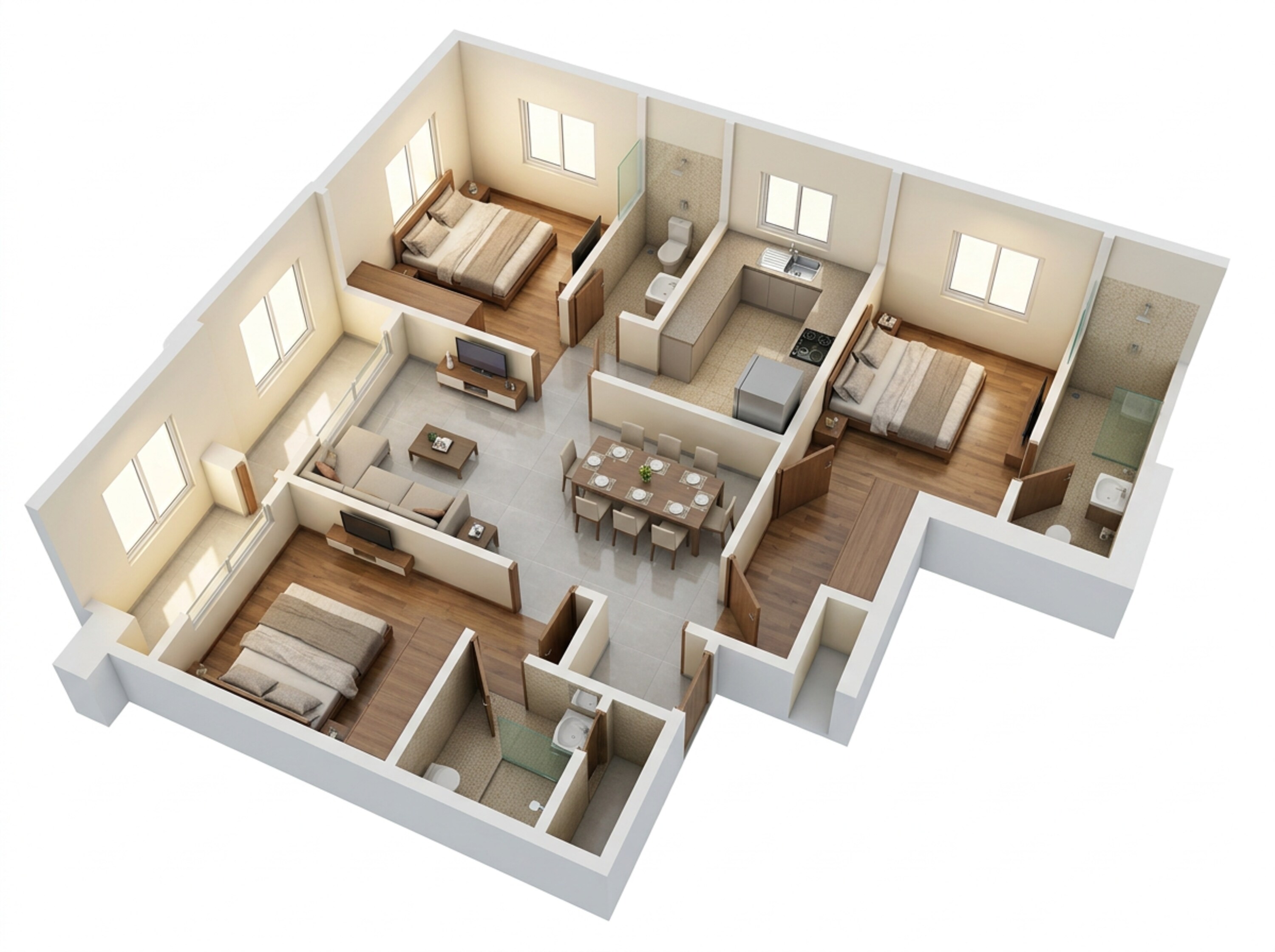Floor plan of 3 BHK 925 Sq. Ft. Apartment in JP Codename StarLife, Thane