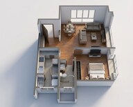 Floor plan of 1 BHK 731 Sq. Ft. Apartment in Bhartiya City Nikoo Homes 6, Bangalore