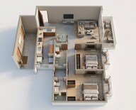 Floor plan of 2 BHK 1198 Sq. Ft. Apartment in Bhartiya City Nikoo Homes 6, Bangalore