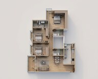 Floor plan of 3 BHK 1705 Sq. Ft. Apartment in Bhartiya City Nikoo Homes 6, Bangalore