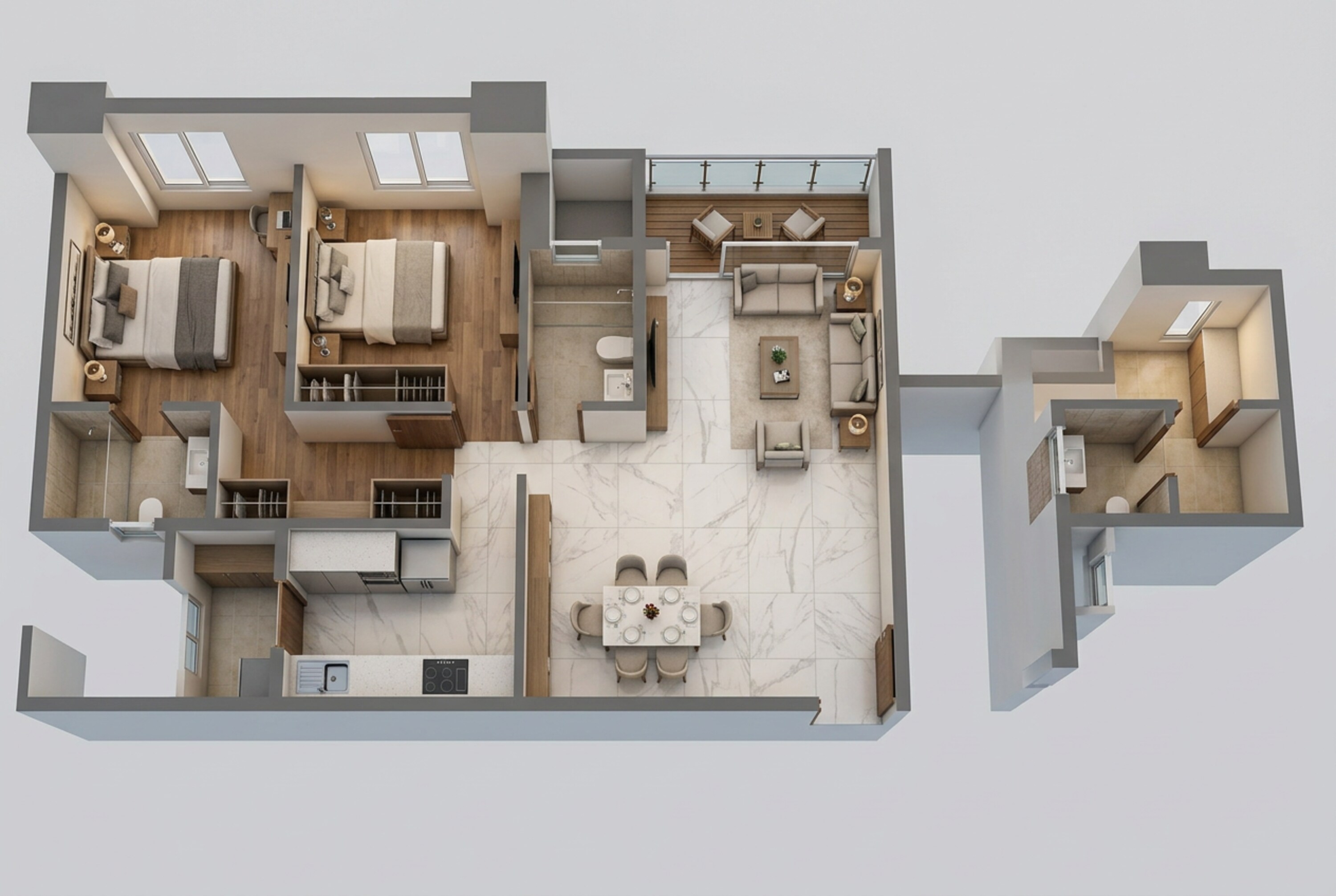 Floor plan of 2 BHK 800 Sq. Ft. Apartment in Paradigm Anantaara, Mumbai