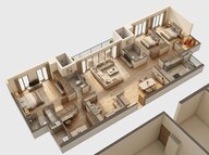 Floor plan of 4 BHK 1614 Sq. Ft. Apartment in Paradigm Anantaara, Mumbai