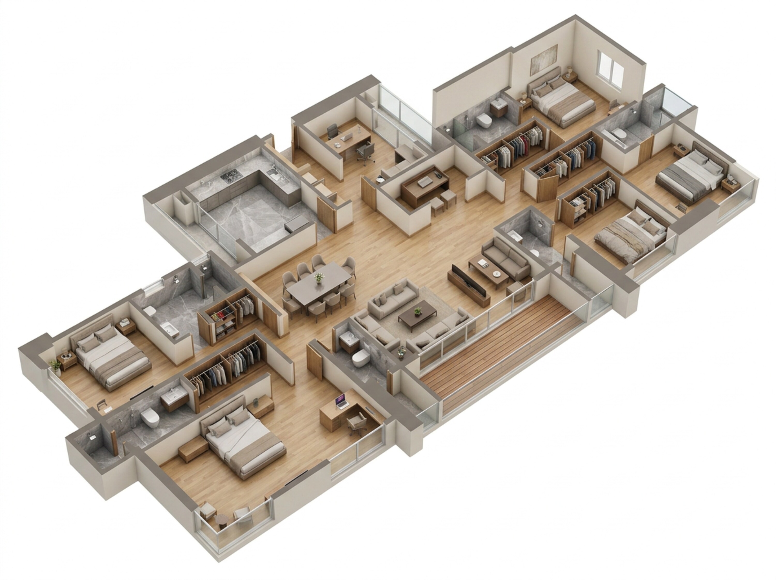 Floor plan of 5 BHK 2355 Sq. Ft. Apartment in Paradigm Anantaara, Mumbai