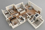 Floor plan of 3 BHK 1011 Sq. Ft. Apartment in Gera Joy On The Tree Tops, Pune