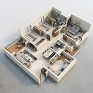 Floor plan of 3 BHK 951 Sq. Ft. Apartment in Kolte Patil Life Republic Aros, Pune