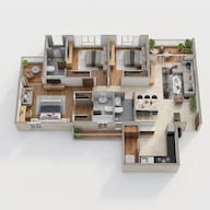Floor plan of 3 BHK 1050 Sq. Ft. Apartment in Kolte Patil Life Republic Aros, Pune