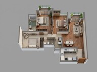 Floor plan of 3 BHK 1061 Sq. Ft. Apartment in Mahindra Vista, Mumbai