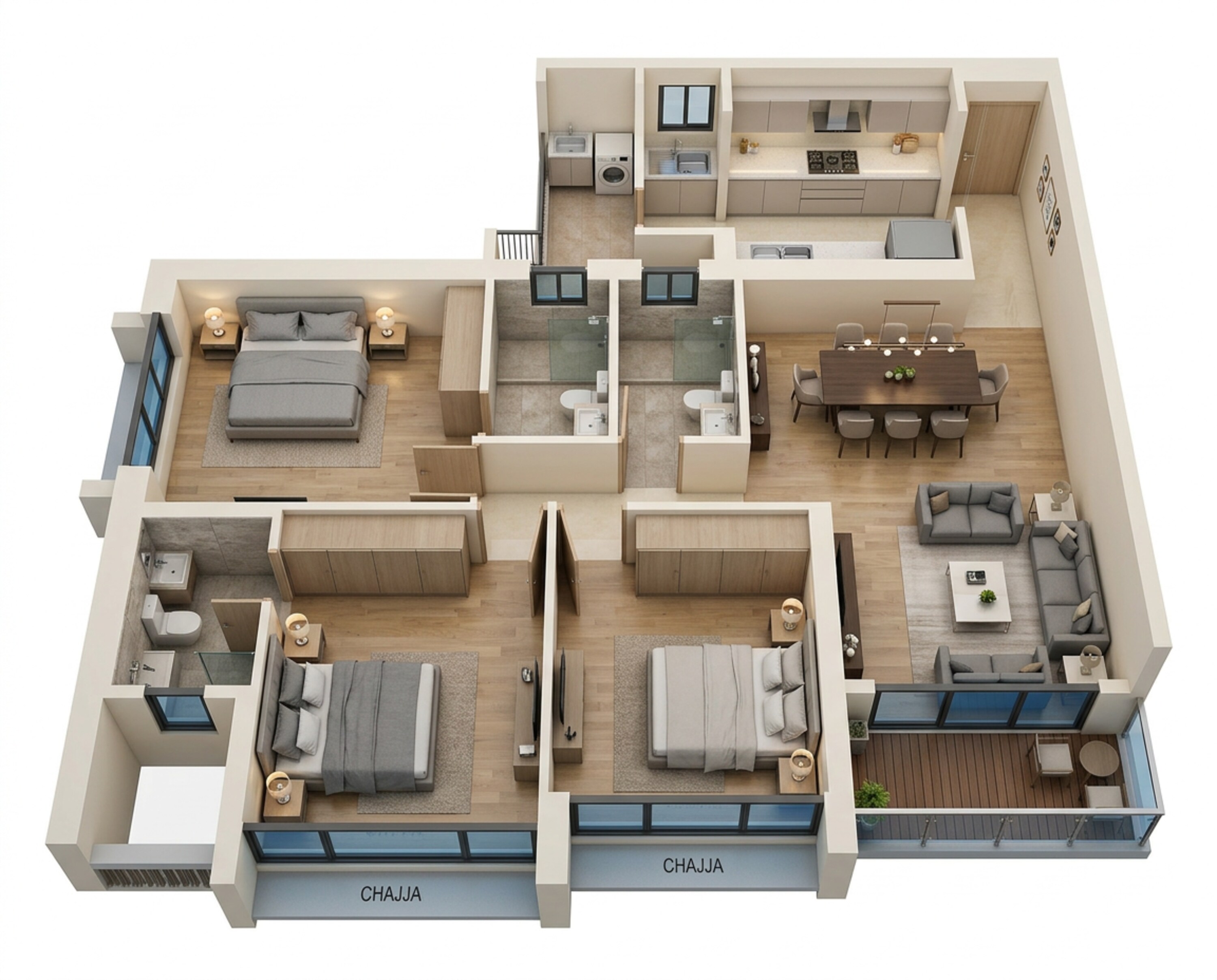 Floor plan of 3 BHK 1159 Sq. Ft. Apartment in Godrej Reserve Kandivali, Mumbai