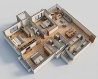Floor plan of 3 BHK 1450 Sq. Ft. Apartment in Godrej Reserve Kandivali, Mumbai
