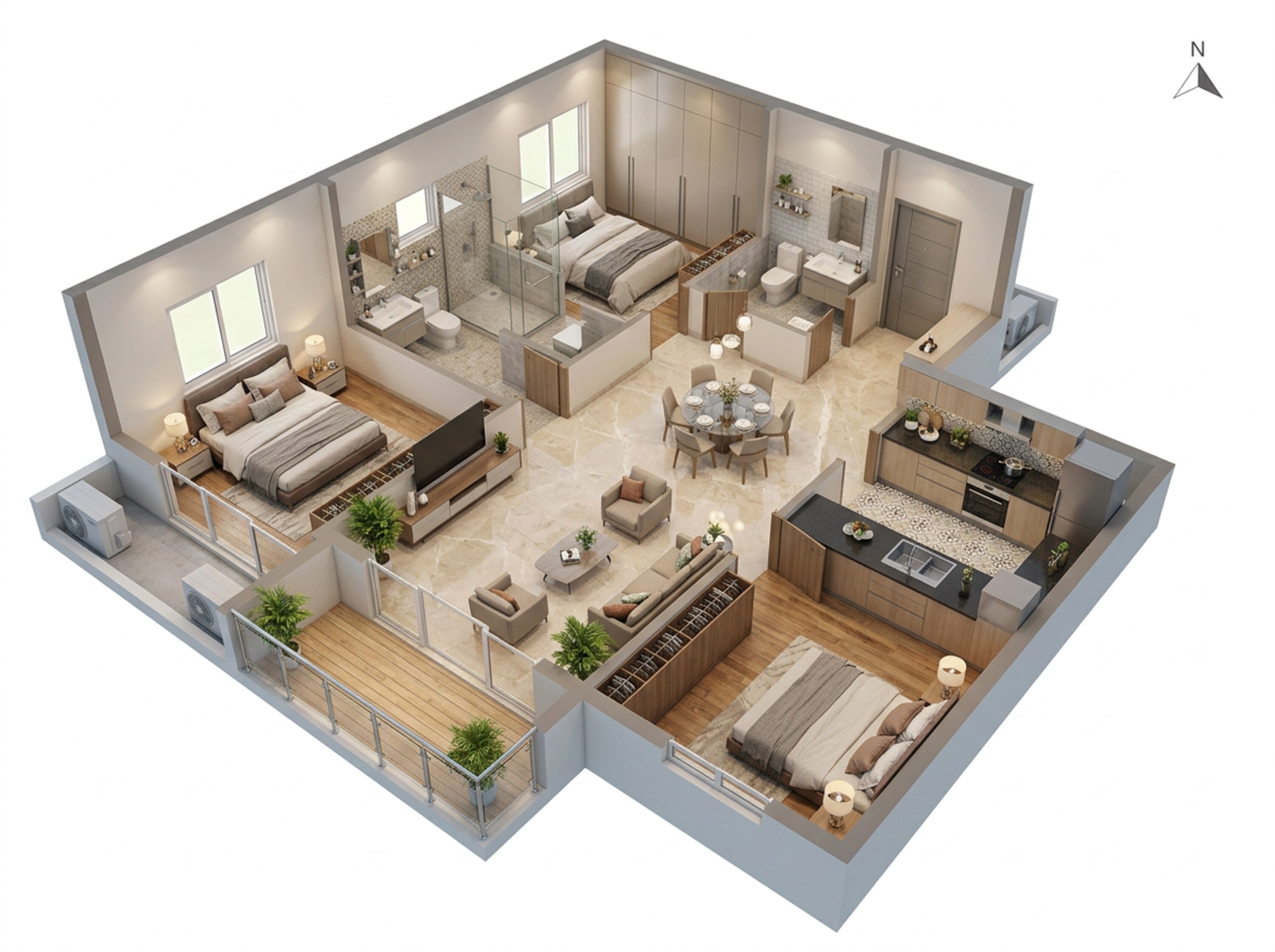 Floor plan of 2 BHK 1181 Sq. Ft. Apartment in Casagrand Medora, Chennai