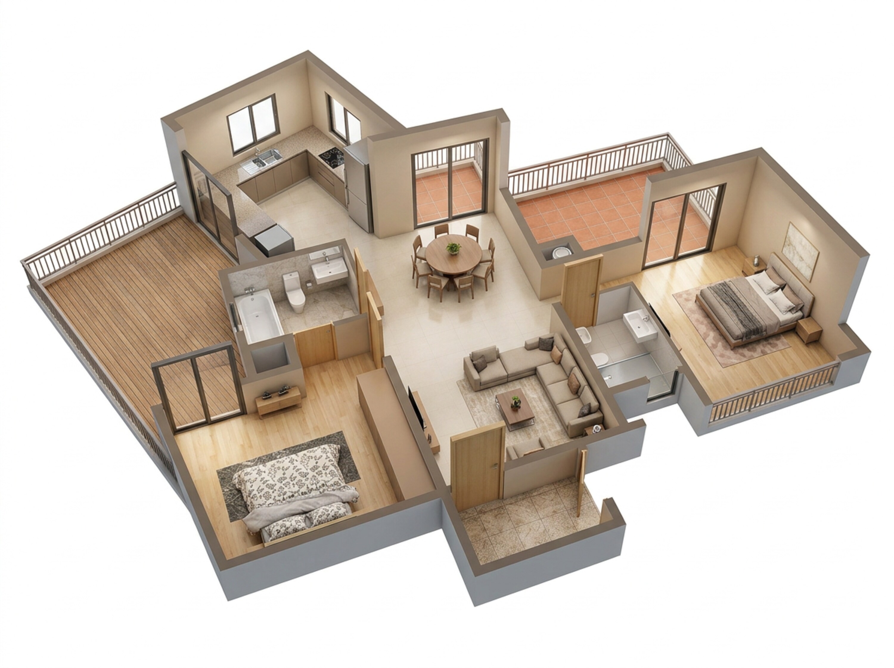 Floor plan of 2 BHK 1404 Sq. Ft. Apartment in Casagrand Medora, Chennai