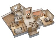 Floor plan of 2 BHK 1404 Sq. Ft. Apartment in Casagrand Medora, Chennai