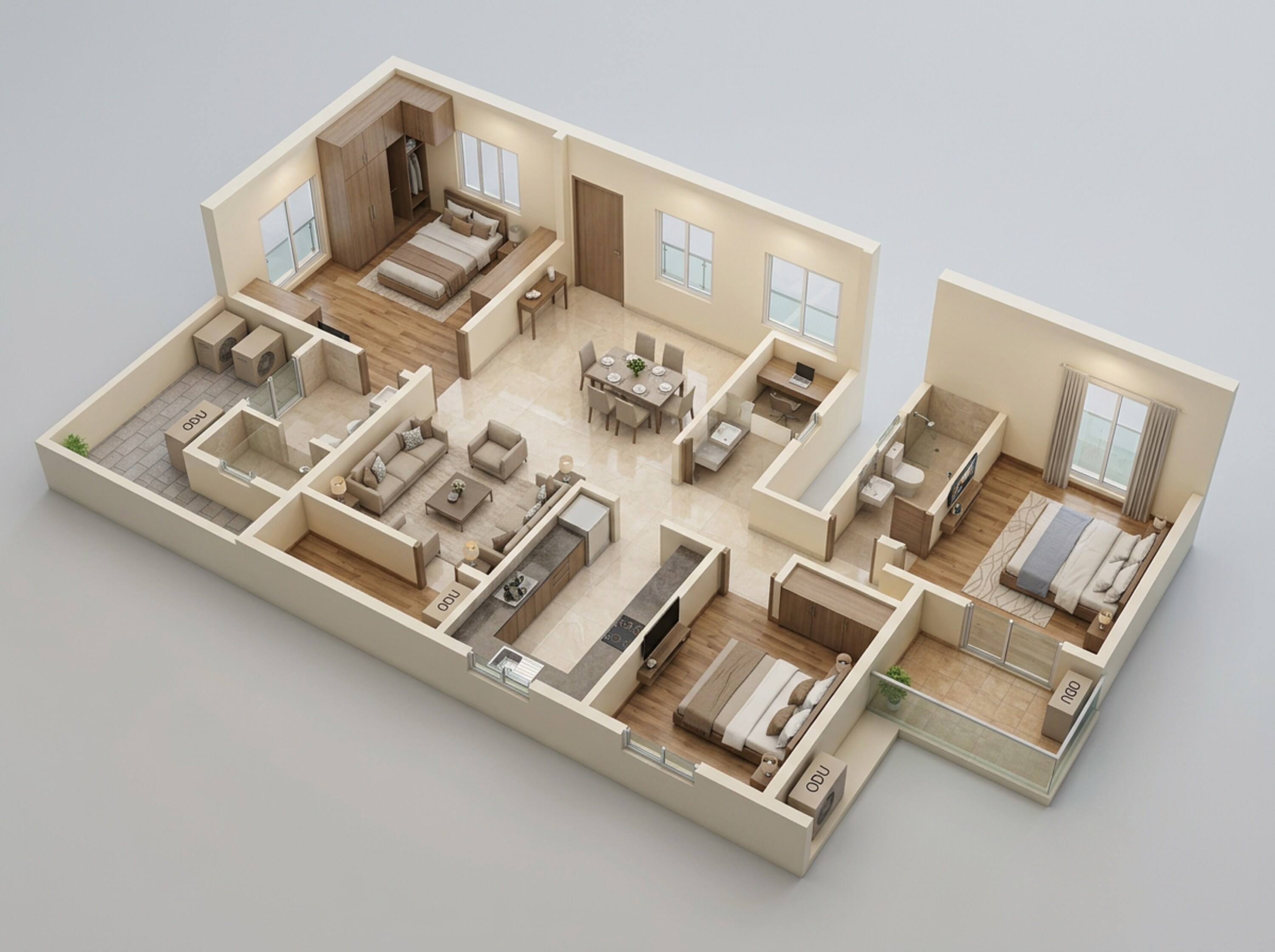 Floor plan of 3 BHK 1554 Sq. Ft. Apartment in Casagrand Medora, Chennai