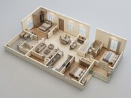 Floor plan of 3 BHK 1554 Sq. Ft. Apartment in Casagrand Medora, Chennai