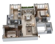 Floor plan of 2 BHK 1100 Sq. Ft. Apartment in Radiance The Prime, Chennai