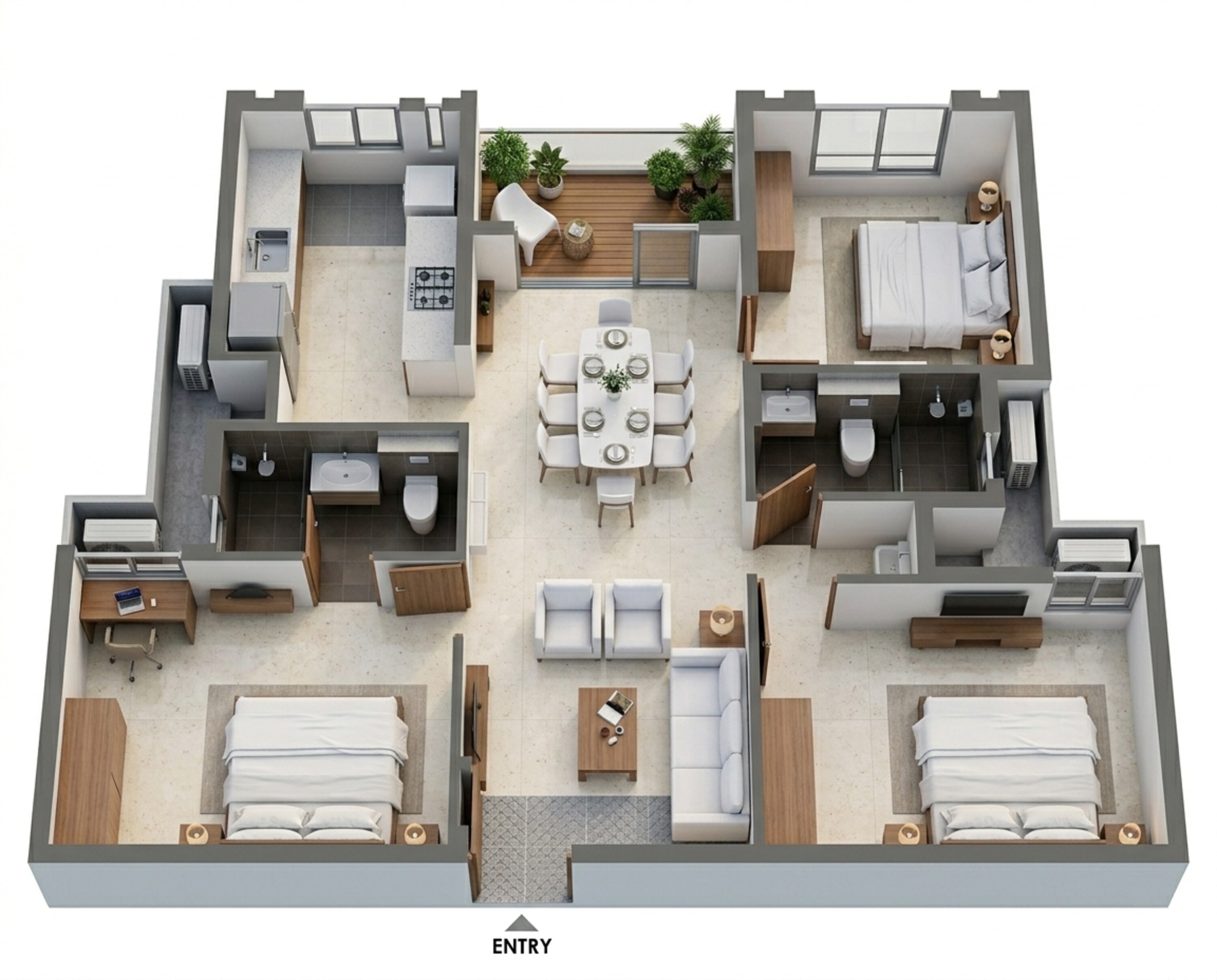 Floor plan of 3 BHK 1685 Sq. Ft. Apartment in Radiance The Prime, Chennai