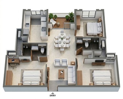 Floor plan of 3 BHK 1685 Sq. Ft. Apartment in Radiance The Prime, Chennai