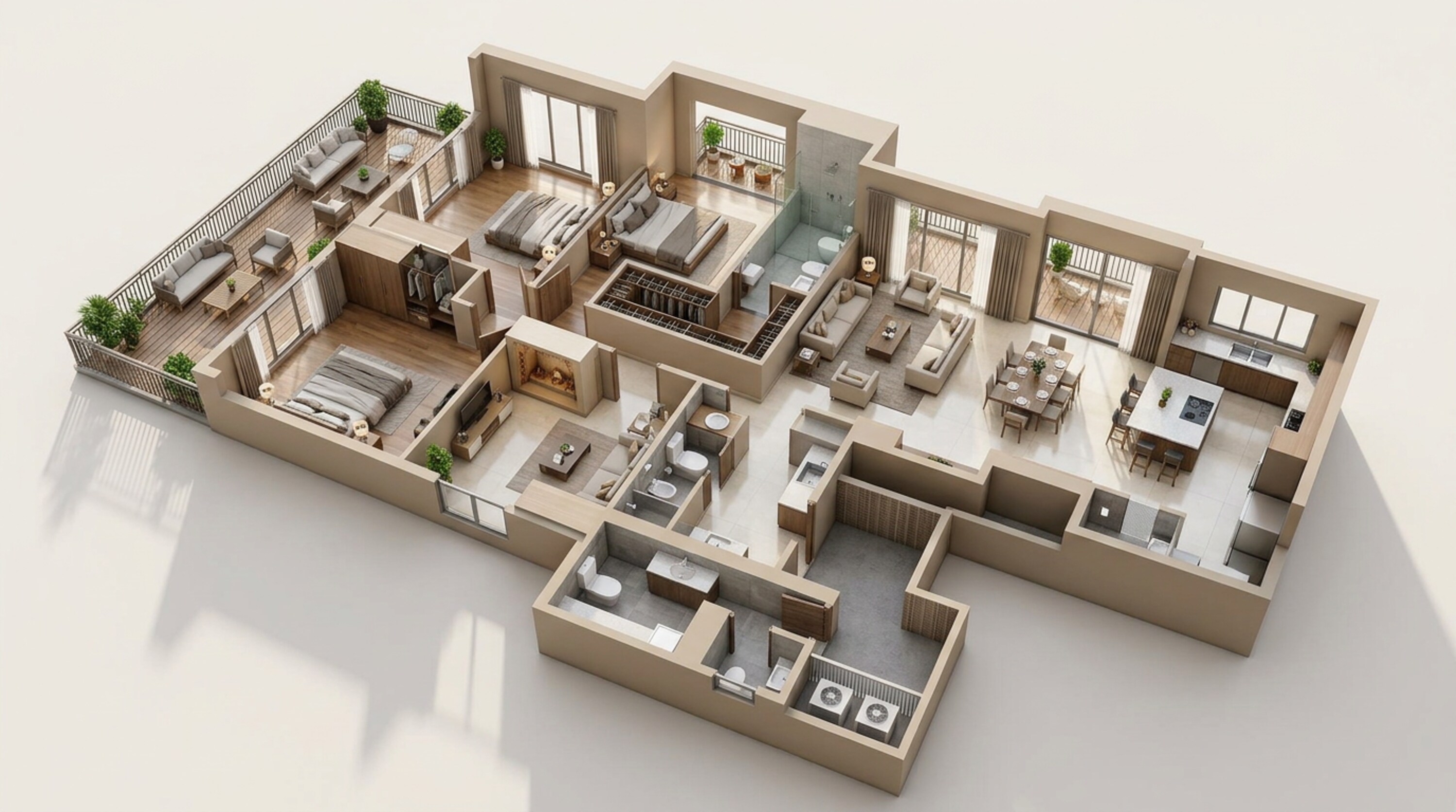 Floor plan of 3 BHK 2623 Sq. Ft. Apartment in Signature Global De Luxe DXP, Gurgaon
