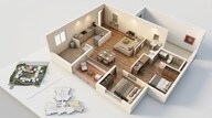 Floor plan of 2 BHK 975 Sq. Ft. Apartment in Shriram Sapphire, Bangalore