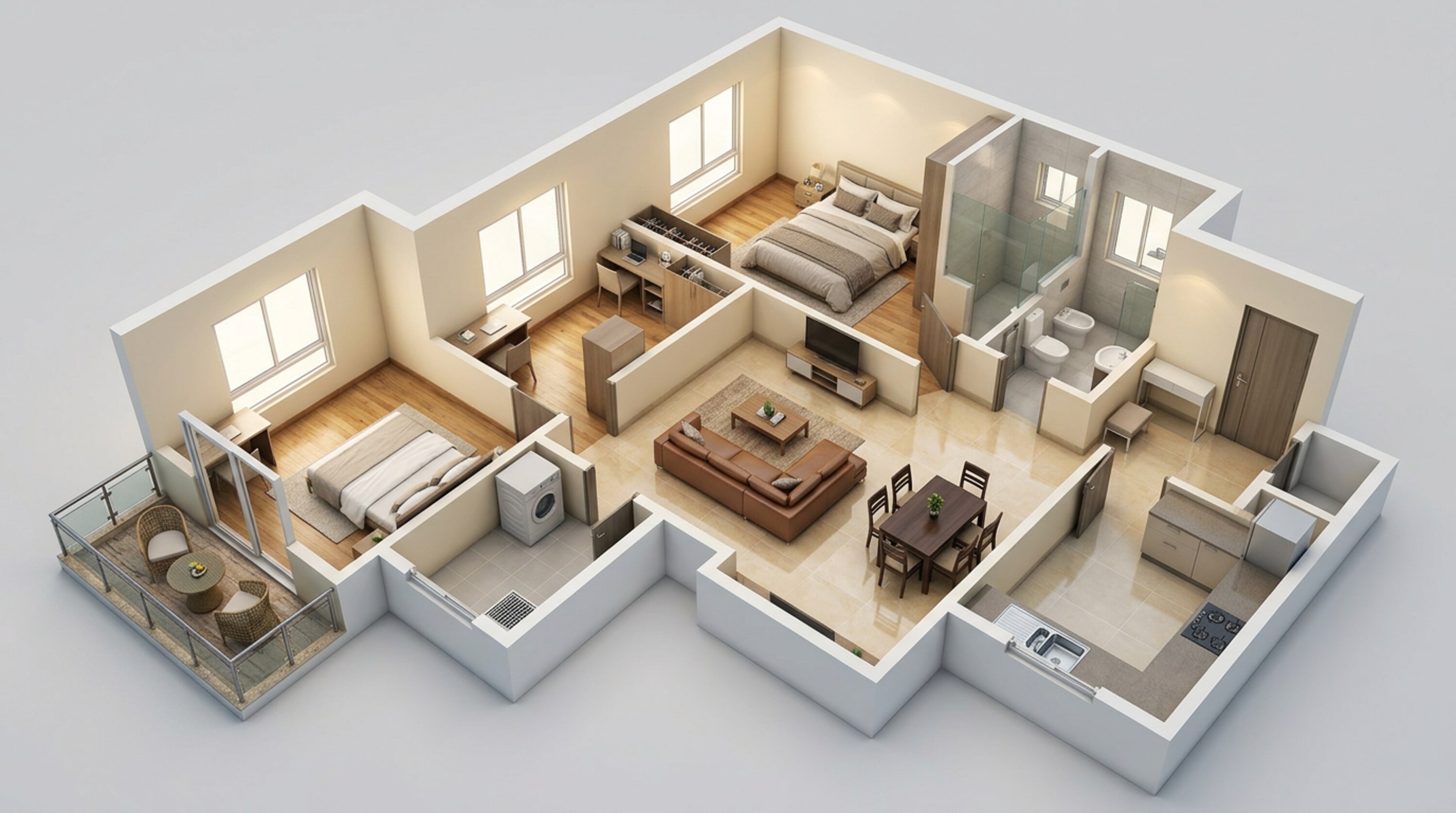 Floor plan of 2 BHK 1035 Sq. Ft. Apartment in Shriram Sapphire, Bangalore