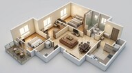Floor plan of 2 BHK 1035 Sq. Ft. Apartment in Shriram Sapphire, Bangalore