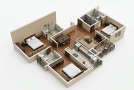 Floor plan of 3 BHK 1265 Sq. Ft. Apartment in Shriram Sapphire, Bangalore