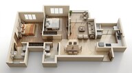 Floor plan of 2 BHK 720 Sq. Ft. Apartment in Lodha Bella Vita, Pune