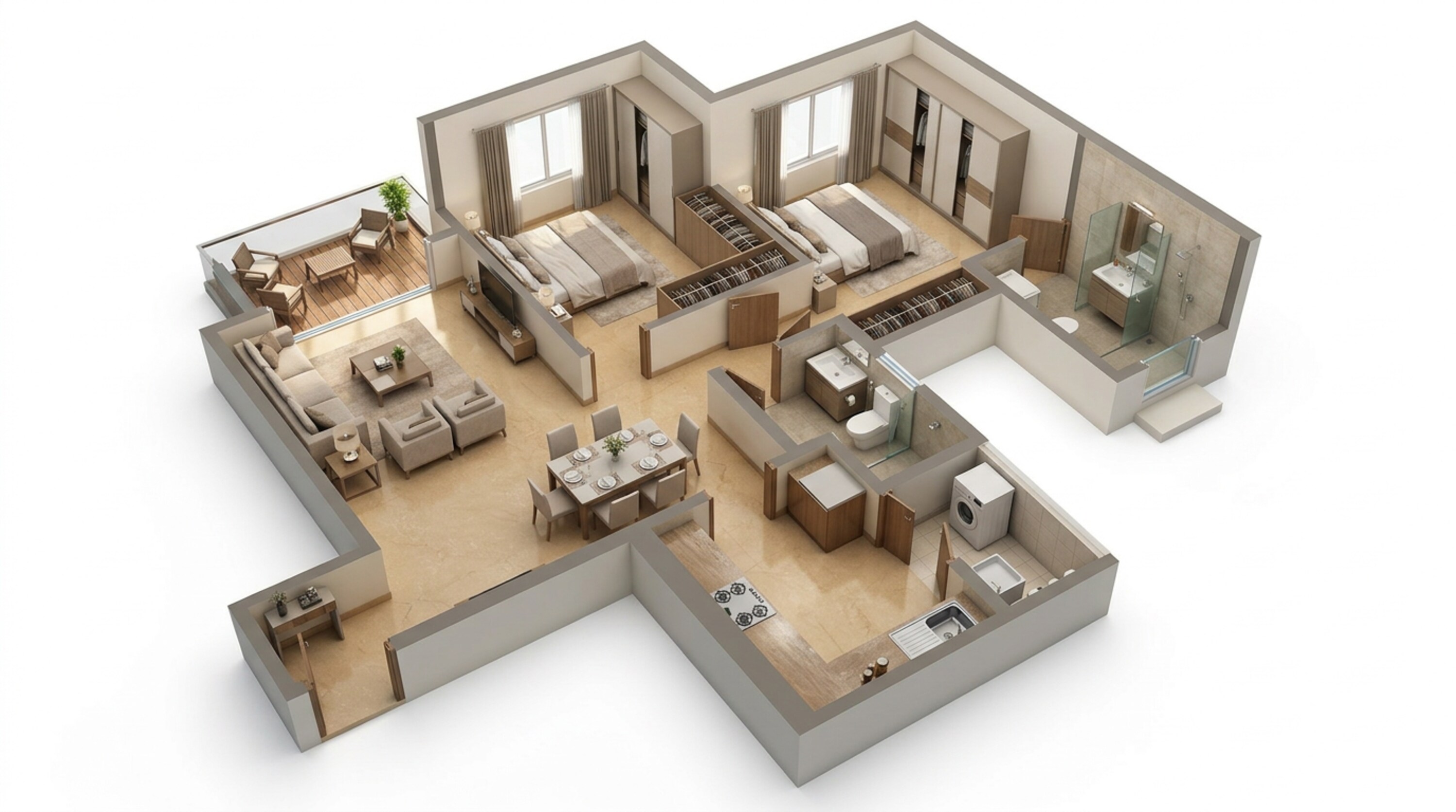 Floor plan of 2 BHK 741 Sq. Ft. Apartment in Lodha Bella Vita, Pune