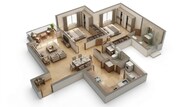 Floor plan of 2 BHK 741 Sq. Ft. Apartment in Lodha Bella Vita, Pune