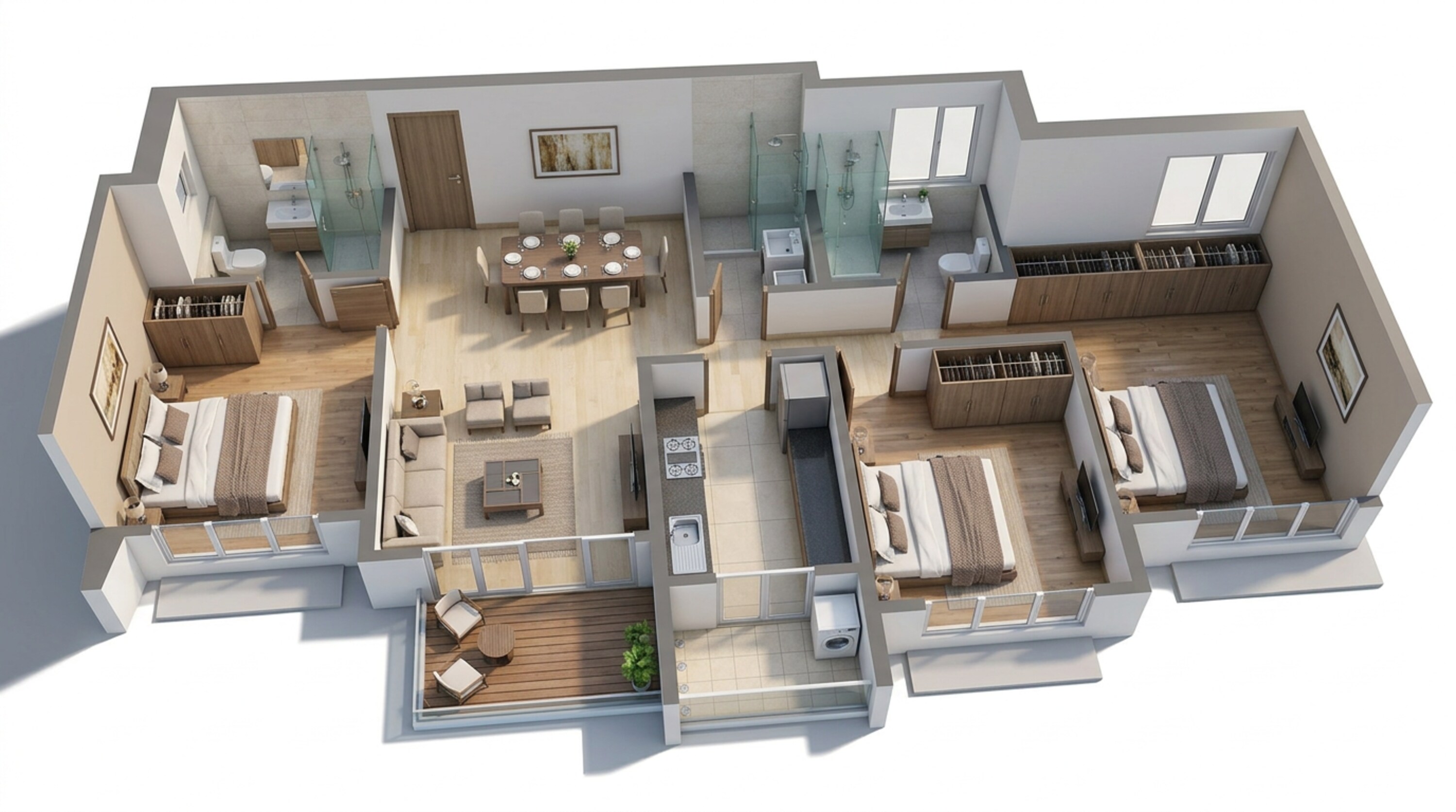 Floor plan of 3 BHK 935 Sq. Ft. Apartment in Lodha Bella Vita, Pune