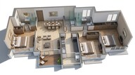 Floor plan of 3 BHK 935 Sq. Ft. Apartment in Lodha Bella Vita, Pune