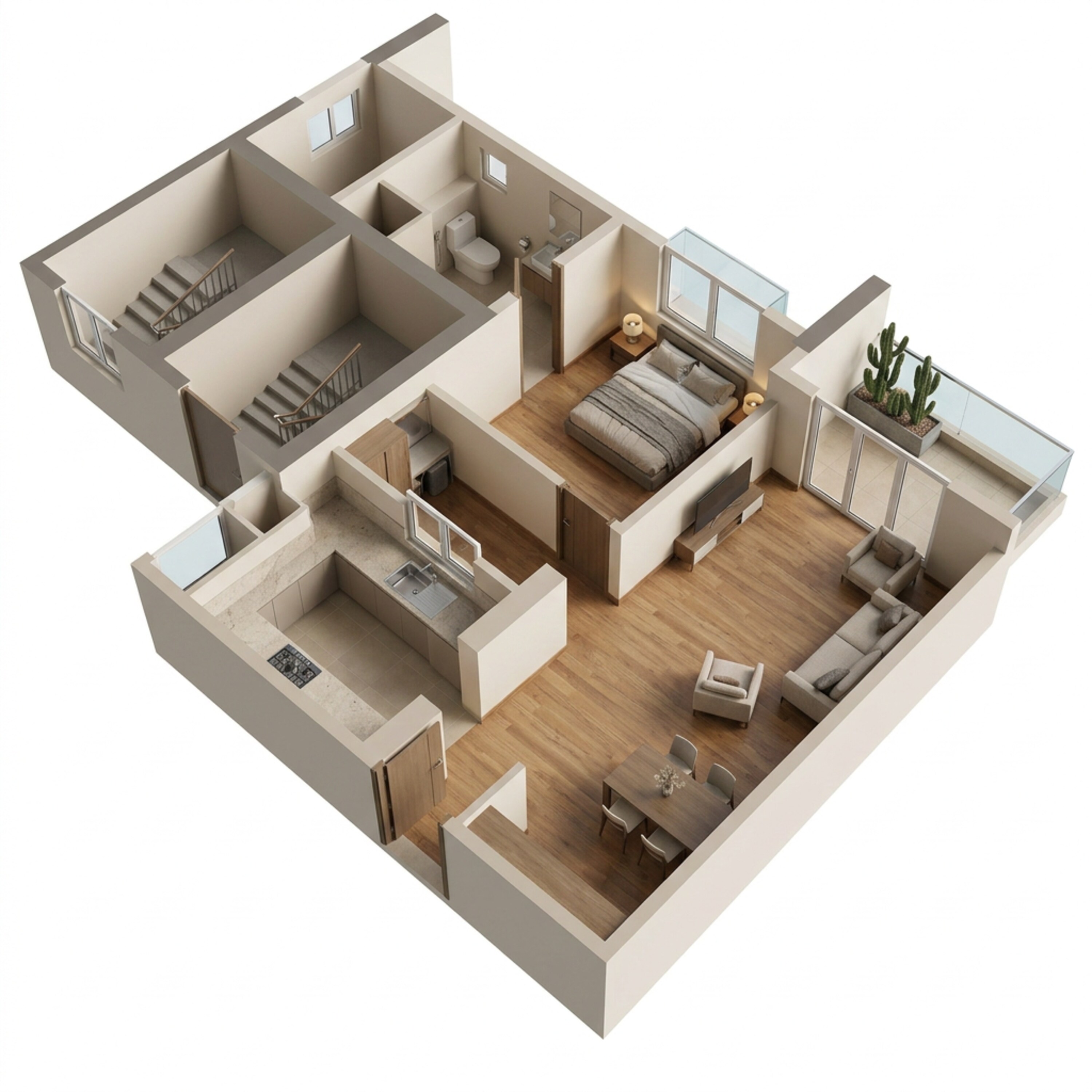 Floor plan of 1 BHK 675 Sq. Ft. Apartment in Adani Ikaria, Ahmedabad