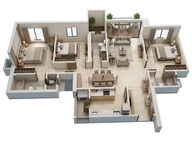 Floor plan of 3 BHK 970 Sq. Ft. Apartment in Raymond The Address By GS, Mumbai