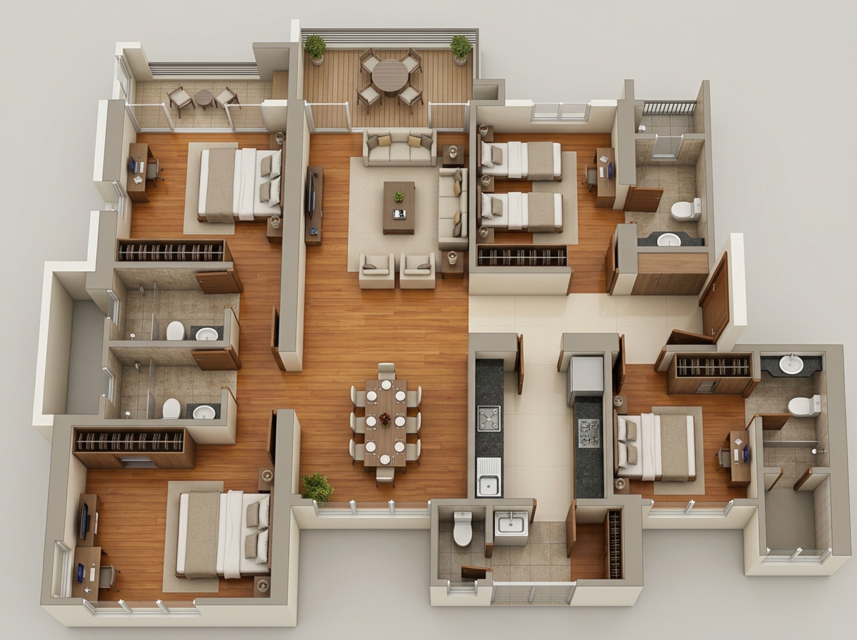 Floor plan of 3 BHK 1500 Sq. Ft. Apartment in Raymond The Address By GS, Mumbai