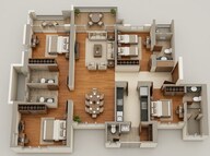 Floor plan of 3 BHK 1500 Sq. Ft. Apartment in Raymond The Address By GS, Mumbai