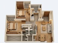 Floor plan of 2 BHK 462 Sq. Ft. Apartment in JP Codename Lottery, Thane