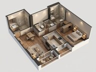 Floor plan of 1 BHK 495 Sq. Ft. Apartment in Rustomjee Urban Woods, Thane