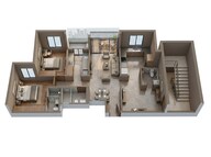 Floor plan of 2 BHK 556 Sq. Ft. Apartment in Rustomjee Urban Woods, Thane