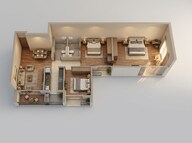Floor plan of 2 BHK 642 Sq. Ft. Apartment in Rustomjee Urban Woods, Thane