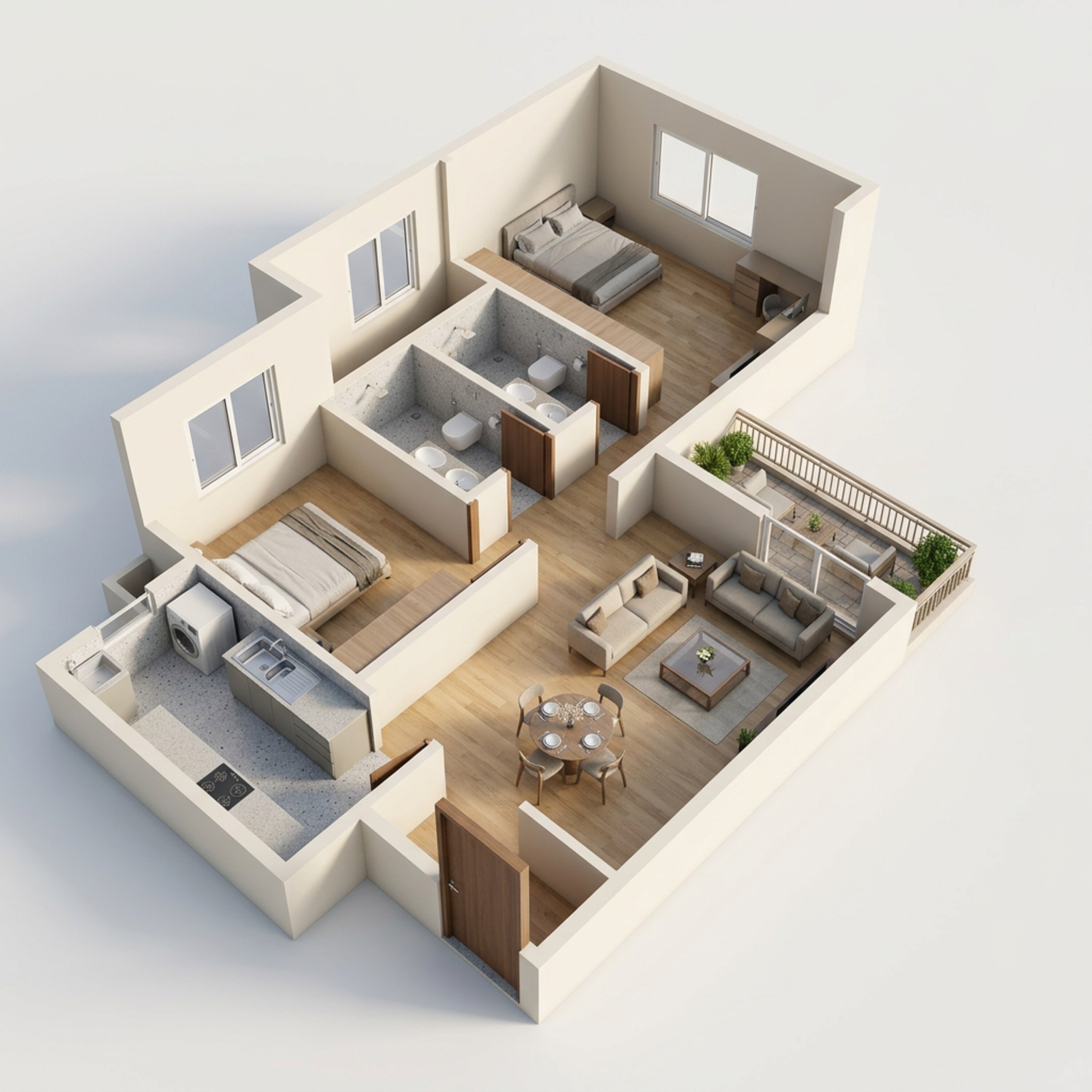 Floor plan of 2 BHK 1146 Sq. Ft. Apartment in Embassy East Avenue, Bangalore