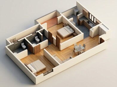 Floor plan of 2 BHK 942 Sq. Ft. Apartment in Kolte Patil Aleria, Pune