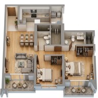 Floor plan of 2 BHK 943 Sq. Ft. Apartment in Godrej Park World, Pune