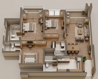 Floor plan of 3 BHK 1198 Sq. Ft. Apartment in Godrej Park World, Pune
